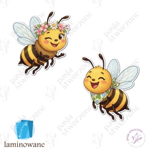 W04 - Zestaw 2 pszczółek - 19 x 21 cm - laminowane
