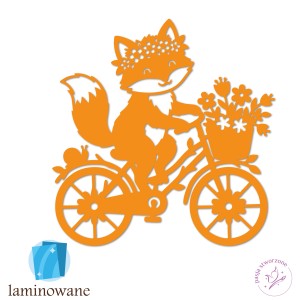 LWA01 - Lisek na rowerze - 37 x 36 cm - pomarańczowy - LAM
