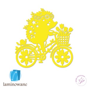 JWA01 - Jeżyk na rowerze - 35 x 34 cm - żółty - LAM 