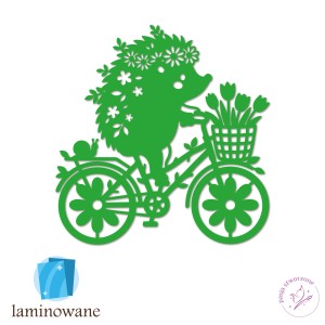 JWA01 - Jeżyk na rowerze - 35 x 34 cm - zielony - LAM