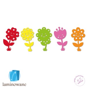 Zestaw - Uśmiechnięte kwiatki - 5 sztuk - 18 cm - LAM