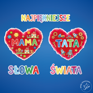 Dekoracja kolorowa - Mama Tata Najpiększejsze słowa 140 x 100 cm