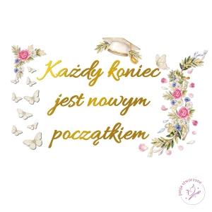 Dekoracja kolorowa - Każdy początek - złoty - 360 x 220 cm 