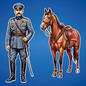 Dekoracja kolorowa - postać - Piłsudski + Kasztanka