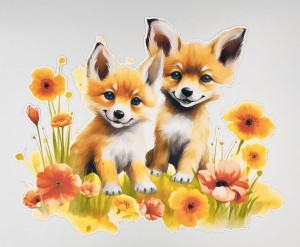 WYPRZEDAŻ - Liski na łące 1 - 27 x 33 cm - laminowane