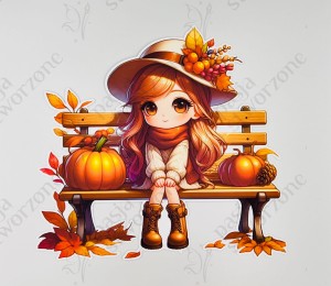 Jesień - Dziewczynka 5 -  27 x 29 cm - laminowane