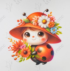 Biedronka z kwiatami -  27 x 28 cm - laminowane