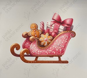 Różowe ciasteczkowe sanie 2 - 27 x 31 cm - laminowane