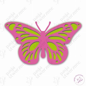 Motyl 3D - jasnozielony/różowy - S/M