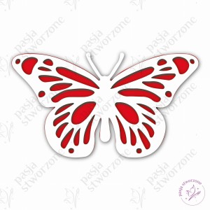 Motyl 3D - czerwony/biały - S/M