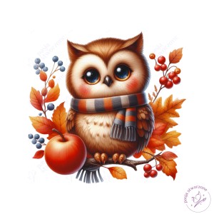 Jesienna sowa 4 - 28 x 29 cm - laminowane