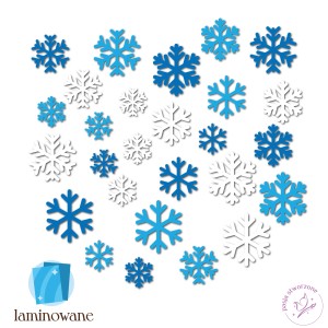 Śnieżynki - mix 3 kolory - 27 sztuk - 8-15 cm LAMINOWANE