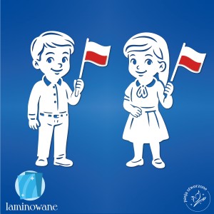 Dzieci z flagą -  wysokość 80 cm - LAMINOWANE