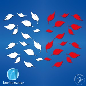 Spadające liście - biało- czerwone - 32 szt - duże 18-35 cm LAMINOWANE